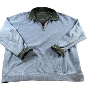 Tommy Bahama 1/4 Zip Pullover‎ Sweater Mens Blue Green Flip shore Reversible